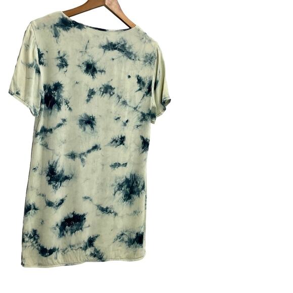 ZARA Batik Tie-Dye Viscose Tunic Top Blue White Abstract Dye- Size Small - Picture 3 of 9